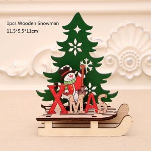 Santa Claus Wooden Pendants Ornaments for Xmas Christmas - Small Snowman